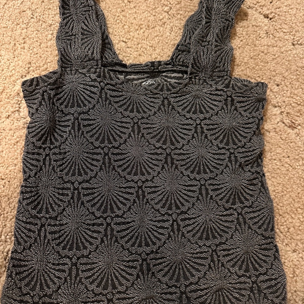 Aura Black and Gray Patterned Tank Top